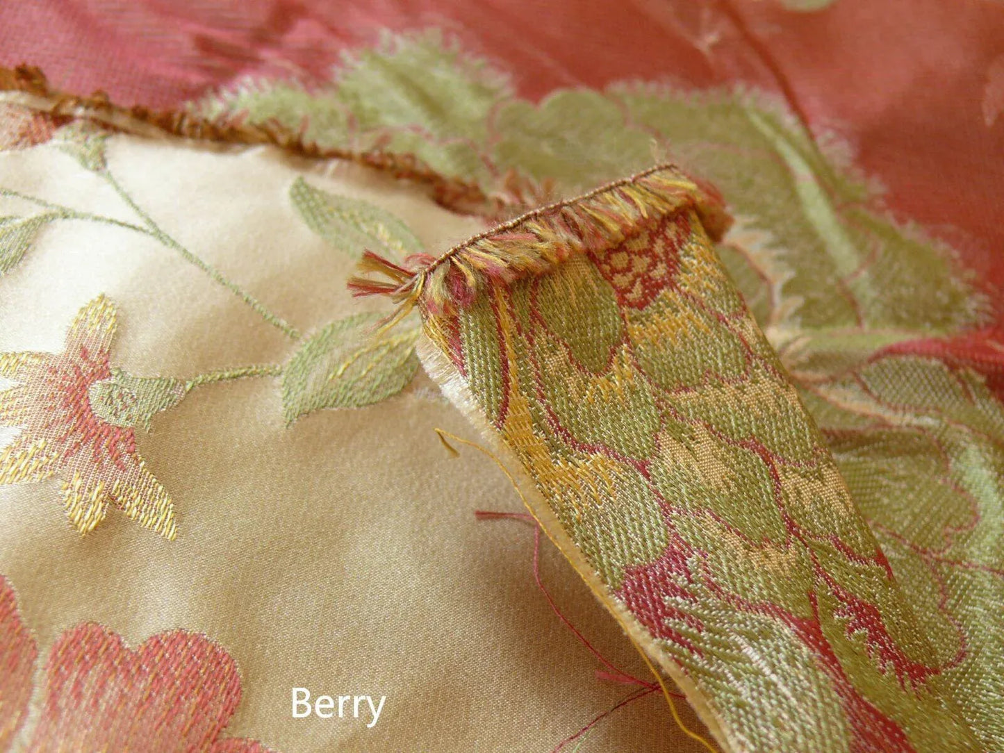 By yard Stunner Chino-asian Pink Peony Butterfly “chocolate" Brown Purple Gold 100% Silk Lampas