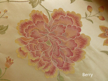 By yard Stunner Chino-asian Pink Peony Butterfly "berry" 100% Silk Lampas