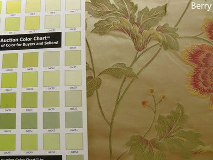 By yard Stunner Chino-asian Pink Peony Butterfly "berry" 100% Silk Lampas