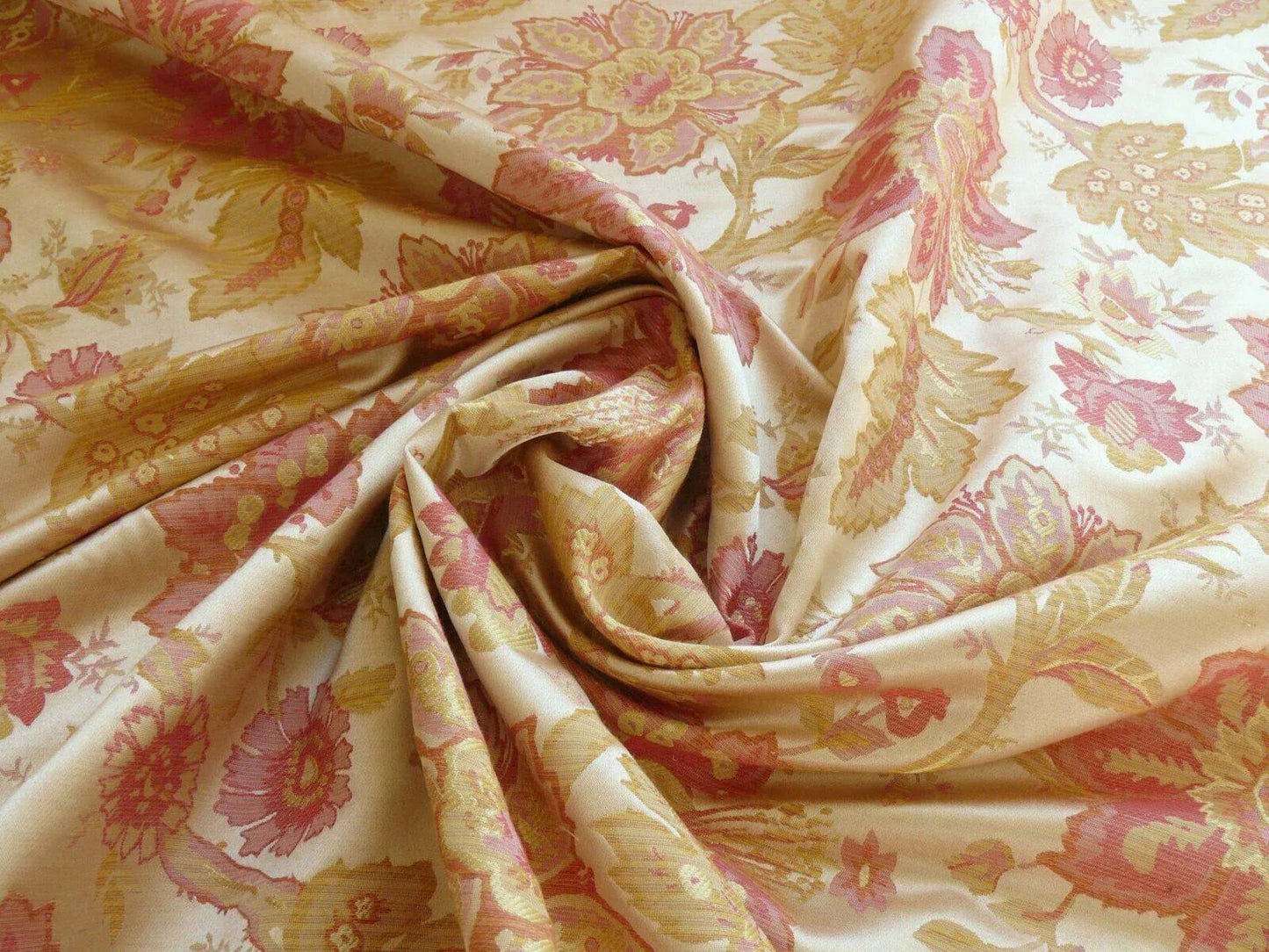 Hiend Exclusive Classic Silk Lampas Jacobean Flower Sparkling Pink+gold+cream (488a, 488b)
