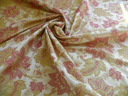 Hiend Exclusive Classic Silk Lampas Jacobean Flower Sparkling Pink+gold+cream (488a, 488b)
