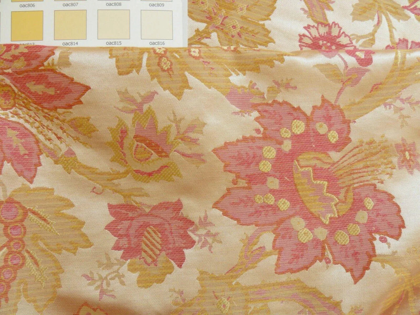 Hiend Exclusive Classic Silk Lampas Jacobean Flower Sparkling Pink+gold+cream (488a, 488b)