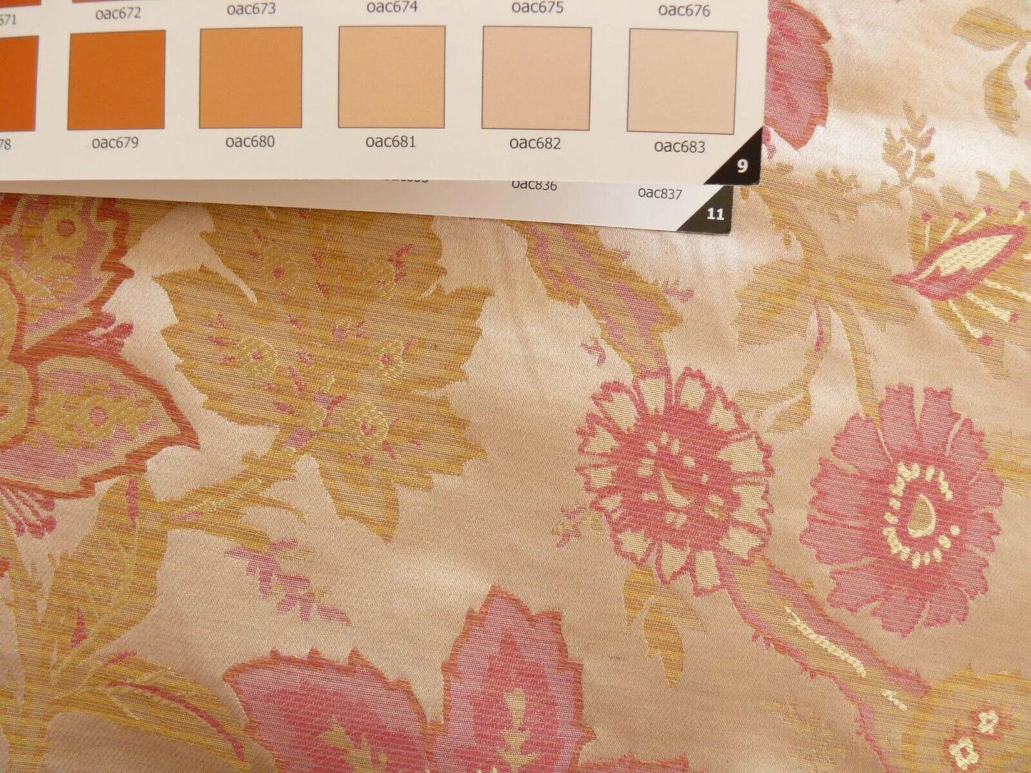 Hiend Exclusive Classic Silk Lampas Jacobean Flower Sparkling Pink+gold+cream (488a, 488b)