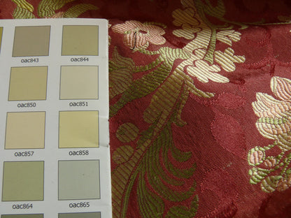 Scalamandre "louis XV" 100% Silk Lampas Multi On Deep Red Chinoserie Peony Cloud