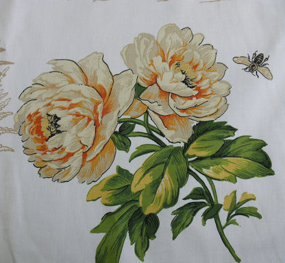 Thibaut Naples Mediterranean Nasturtium Rose Palm Tree Flowers Butterfly Dragonfly Bees Print Toile Cotton SATIN Orange