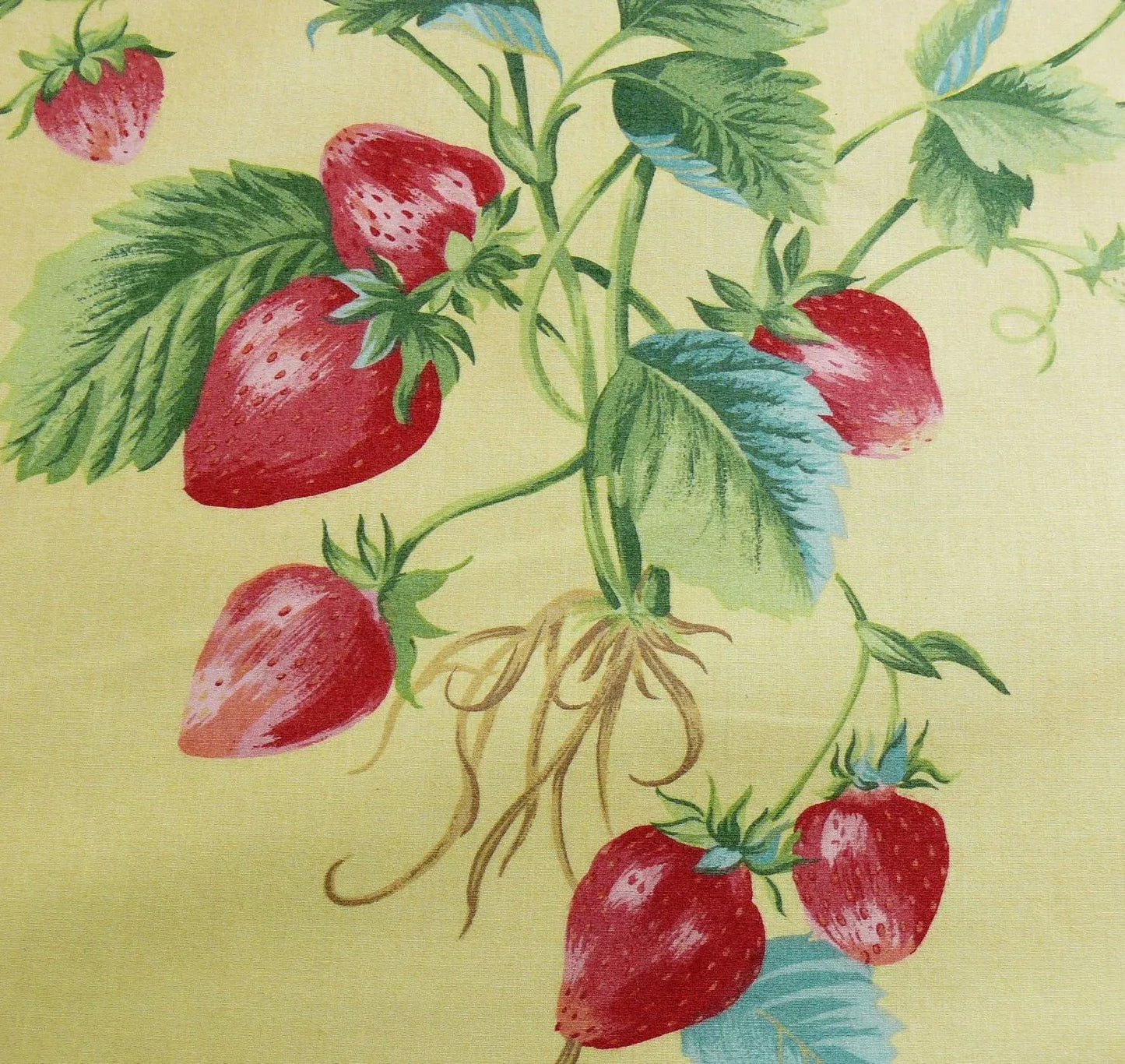 Stroheim &amp; Romann Louisa Strawberry Print Butter Yellow Pink Red Delicious Delicate