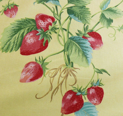 Stroheim &amp; Romann Louisa Strawberry Print Butter Yellow Pink Red Delicious Delicate