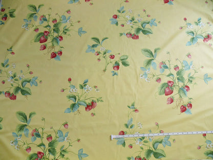 Stroheim &amp; Romann Louisa Strawberry Print Butter Yellow Pink Red Delicious Delicate