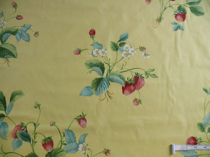 Stroheim &amp; Romann Louisa Strawberry Print Butter Yellow Pink Red Delicious Delicate