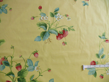 Stroheim &amp; Romann Louisa Strawberry Print Butter Yellow Pink Red Delicious Delicate