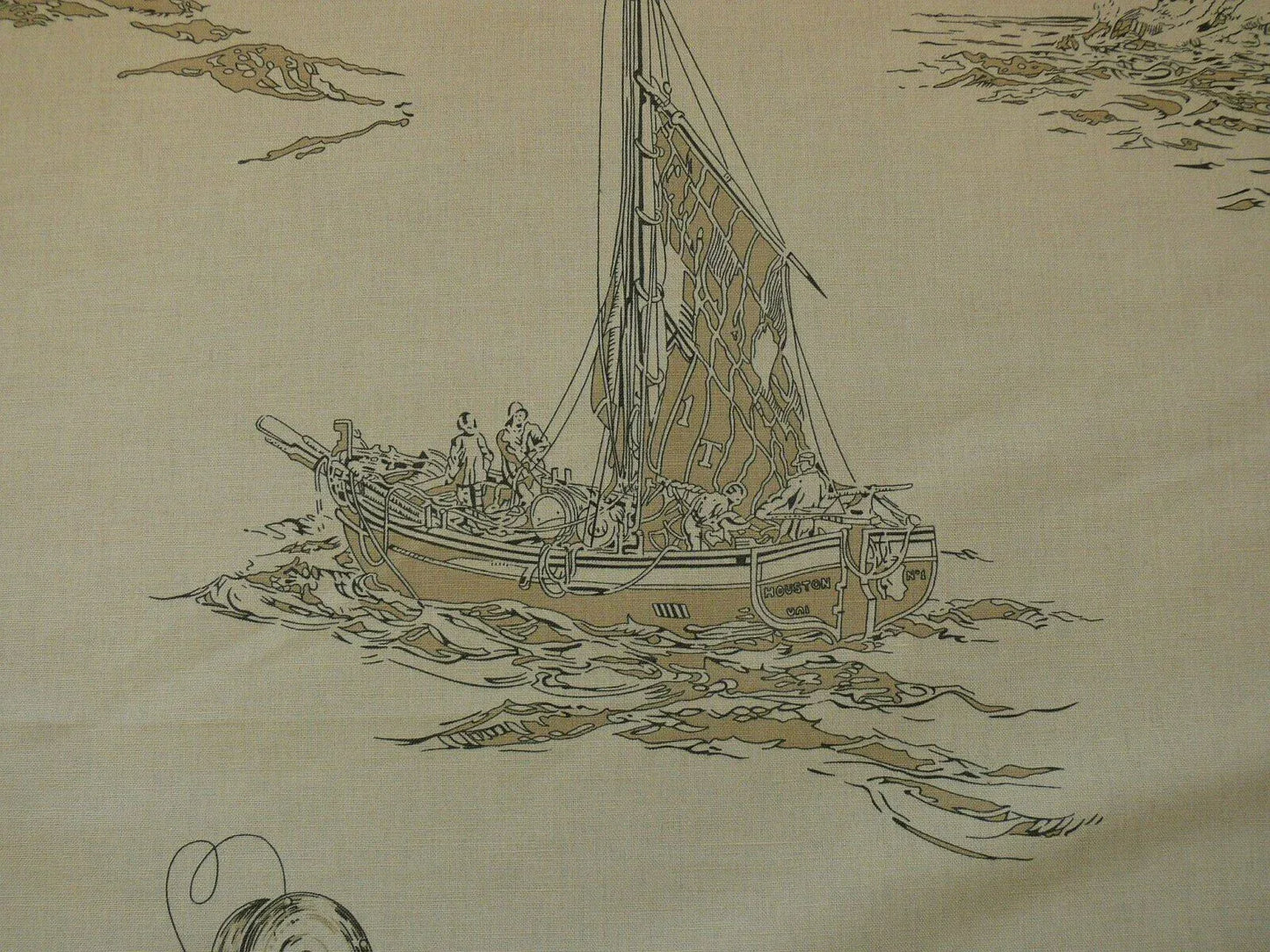 by yard Summer Hill "mariner Toile" Linen Black Natural Nautical Toile Boats Ship MSRPUSD 248/y