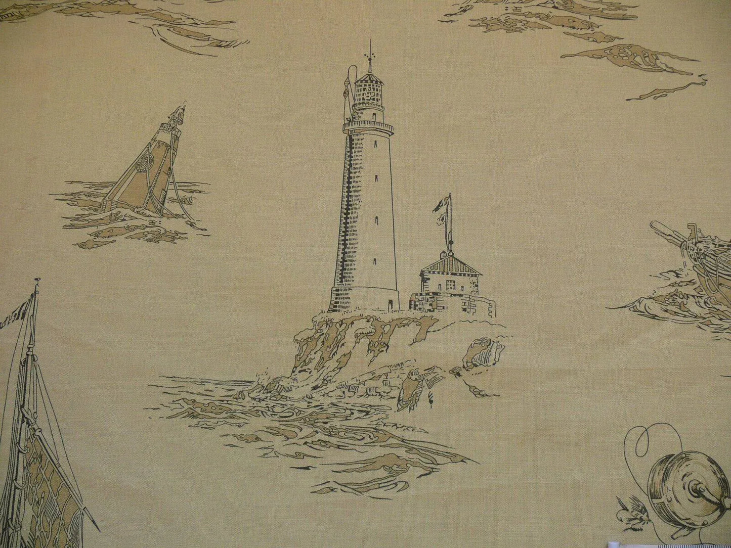 by yard Summer Hill "mariner Toile" Linen Black Natural Nautical Toile Boats Ship MSRPUSD 248/y