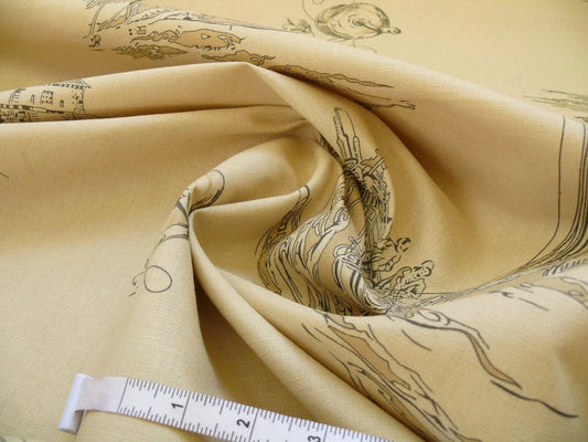 by yard Summer Hill "mariner Toile" Linen Black Natural Nautical Toile Boats Ship MSRPUSD 248/y