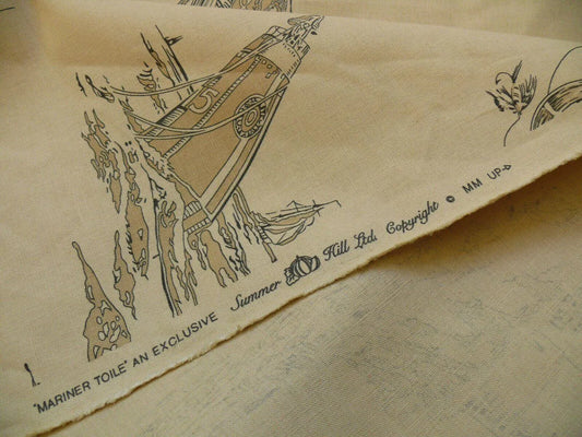 by yard Summer Hill "mariner Toile" Linen Black Natural Nautical Toile Boats Ship MSRPUSD 248/y