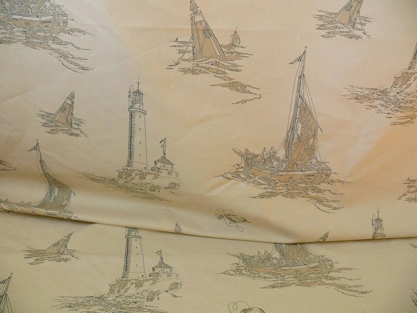 by yard Summer Hill "mariner Toile" Linen Black Natural Nautical Toile Boats Ship MSRPUSD 248/y