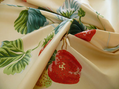 Brunschwig &amp; Fils Strawberry Fayer Print Butter Yellow Pink Red Delicious