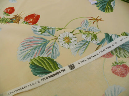 Brunschwig &amp; Fils Strawberry Fayer Print Butter Yellow Pink Red Delicious