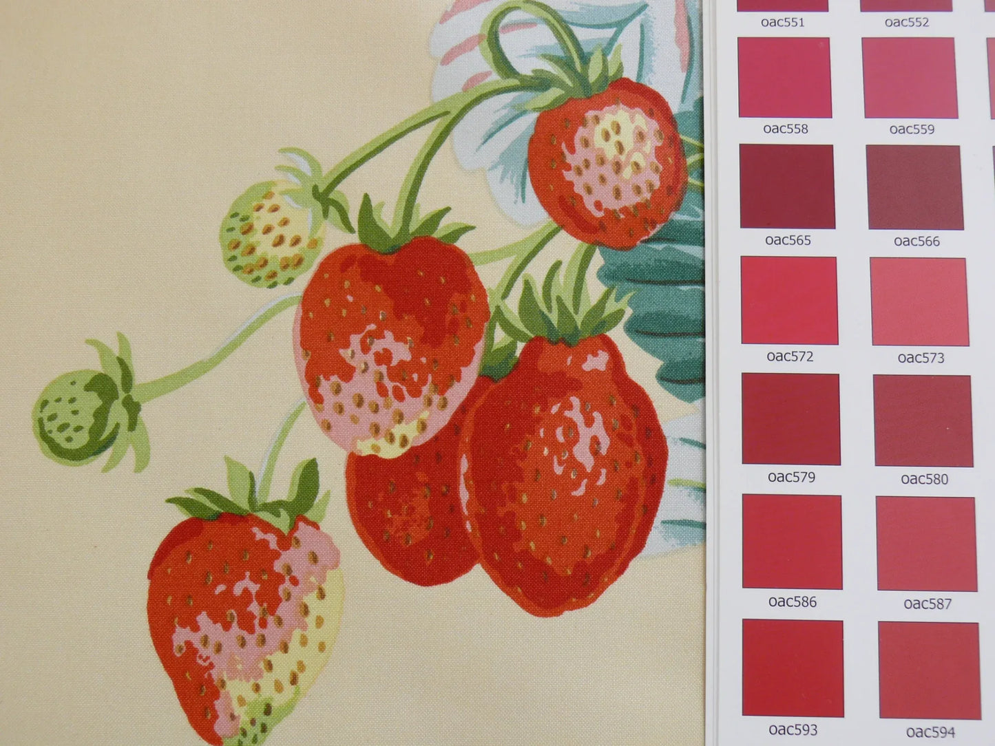 Brunschwig &amp; Fils Strawberry Fayer Print Butter Yellow Pink Red Delicious