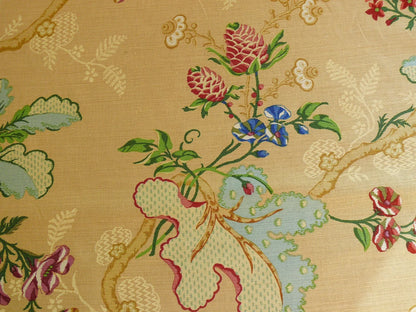 By Yard Brunschwig &amp; Fils Fabriano Pine Cone Print Light Butter Yellow Linen Print