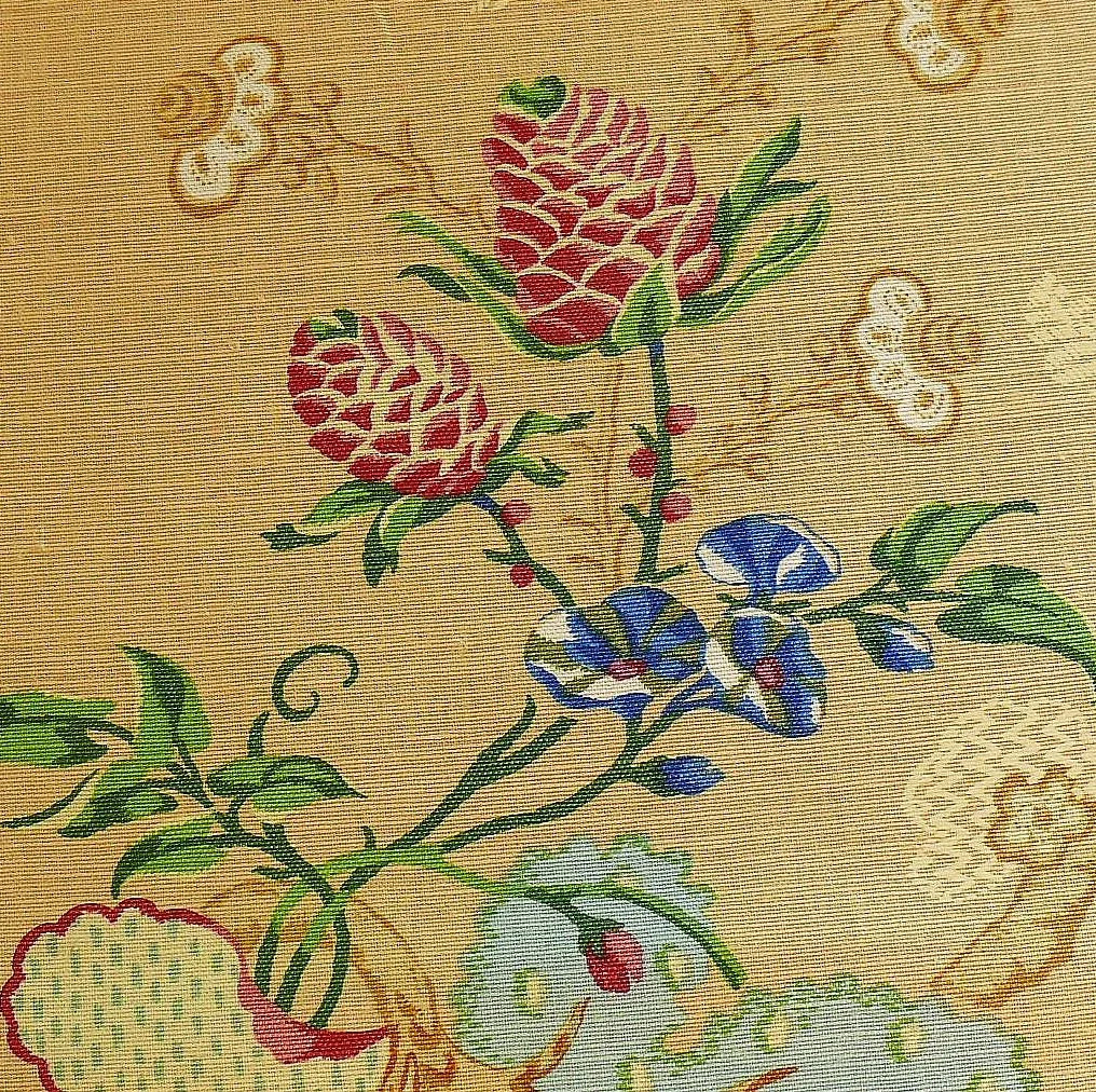 By Yard Brunschwig &amp; Fils Fabriano Pine Cone Print Light Butter Yellow Linen Print