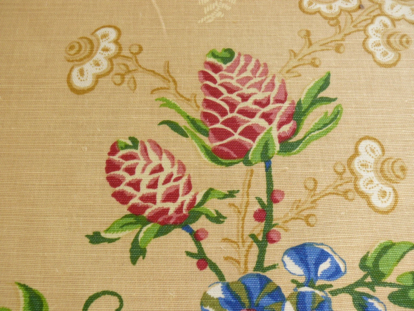 By Yard Brunschwig &amp; Fils Fabriano Pine Cone Print Light Butter Yellow Linen Print