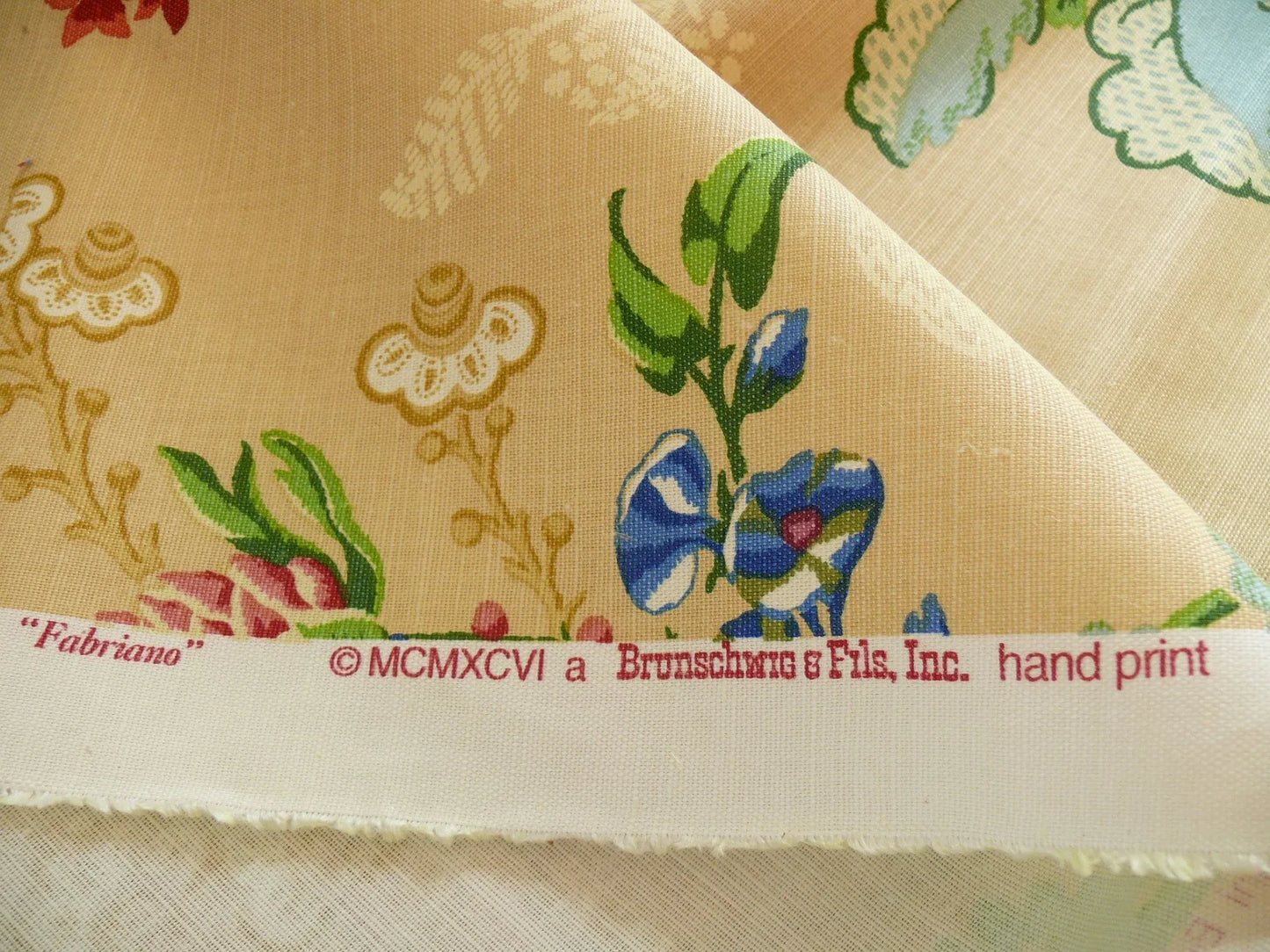 By Yard Brunschwig &amp; Fils Fabriano Pine Cone Print Light Butter Yellow Linen Print