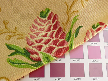 By Yard Brunschwig &amp; Fils Fabriano Pine Cone Print Light Butter Yellow Linen Print