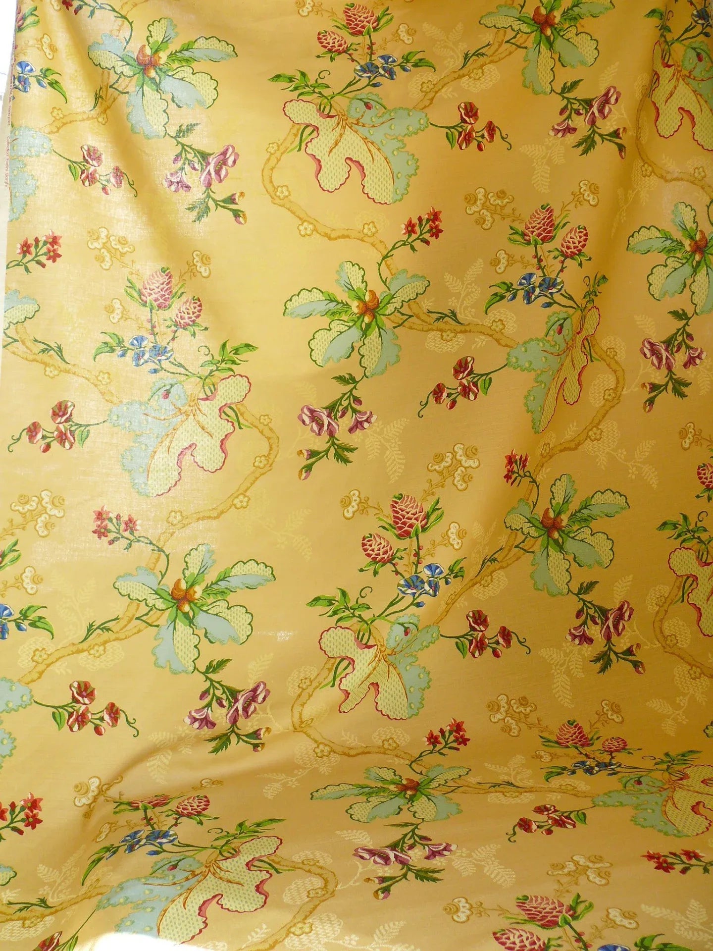 By Yard Brunschwig &amp; Fils Fabriano Pine Cone Print Light Butter Yellow Linen Print