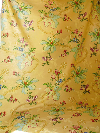 By Yard Brunschwig &amp; Fils Fabriano Pine Cone Print Light Butter Yellow Linen Print