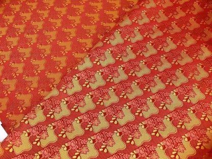 Wow! Silk Lampas Rich Carbernet Gold Petite Lace Fleur