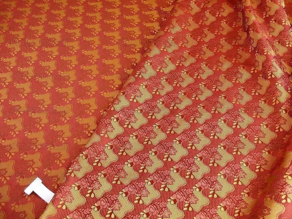 Wow! Silk Lampas Rich Carbernet Gold Petite Lace Fleur