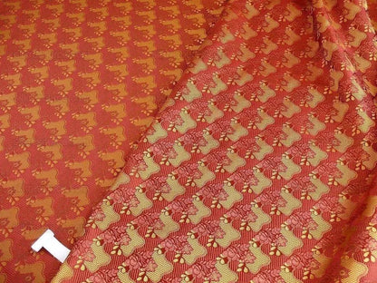 Wow! Silk Lampas Rich Carbernet Gold Petite Lace Fleur