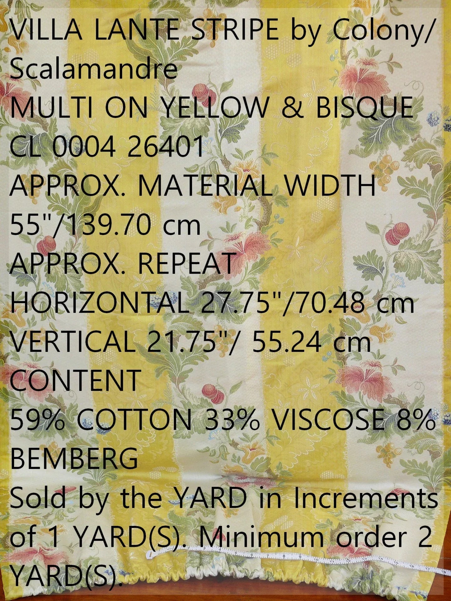 Scalamandre Colony Villa Lante Stripe Multi on Jasmine &amp; Bisque Renaissance ClassicMSRP USD 578