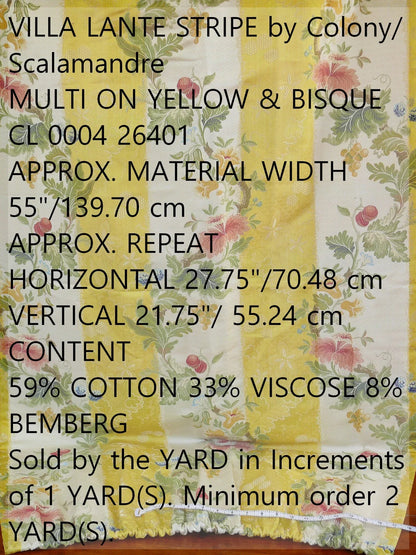 Scalamandre Colony Villa Lante Stripe Multi on Salmon Orange Renaissance Classic MSRP USD 578/y