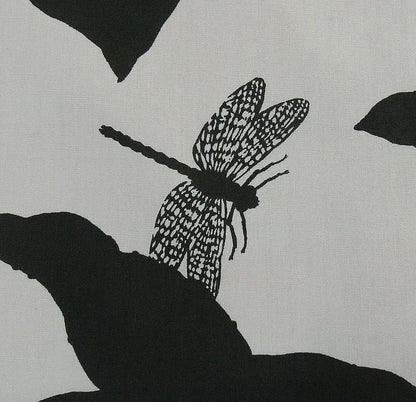 By Yd Duralee "Flora Imperialis Black" &amp; WHITE COTTON BIRD DRAGONFLY Print