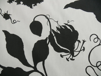 By Yd Duralee "Flora Imperialis Black" &amp; WHITE COTTON BIRD DRAGONFLY Print