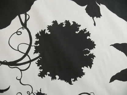 By Yd Duralee "Flora Imperialis Black" &amp; WHITE COTTON BIRD DRAGONFLY Print