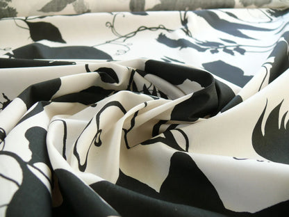 By Yd Duralee "Flora Imperialis Black" &amp; WHITE COTTON BIRD DRAGONFLY Print