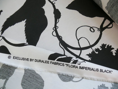 By Yd Duralee "Flora Imperialis Black" &amp; WHITE COTTON BIRD DRAGONFLY Print