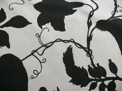 By Yd Duralee "Flora Imperialis Black" &amp; WHITE COTTON BIRD DRAGONFLY Print
