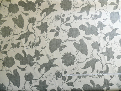 By Yd Duralee "Flora Imperialis Black" &amp; WHITE COTTON BIRD DRAGONFLY Print