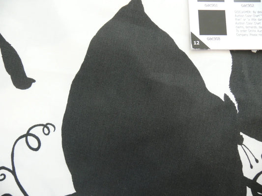 By Yd Duralee "Flora Imperialis Black" &amp; WHITE COTTON BIRD DRAGONFLY Print