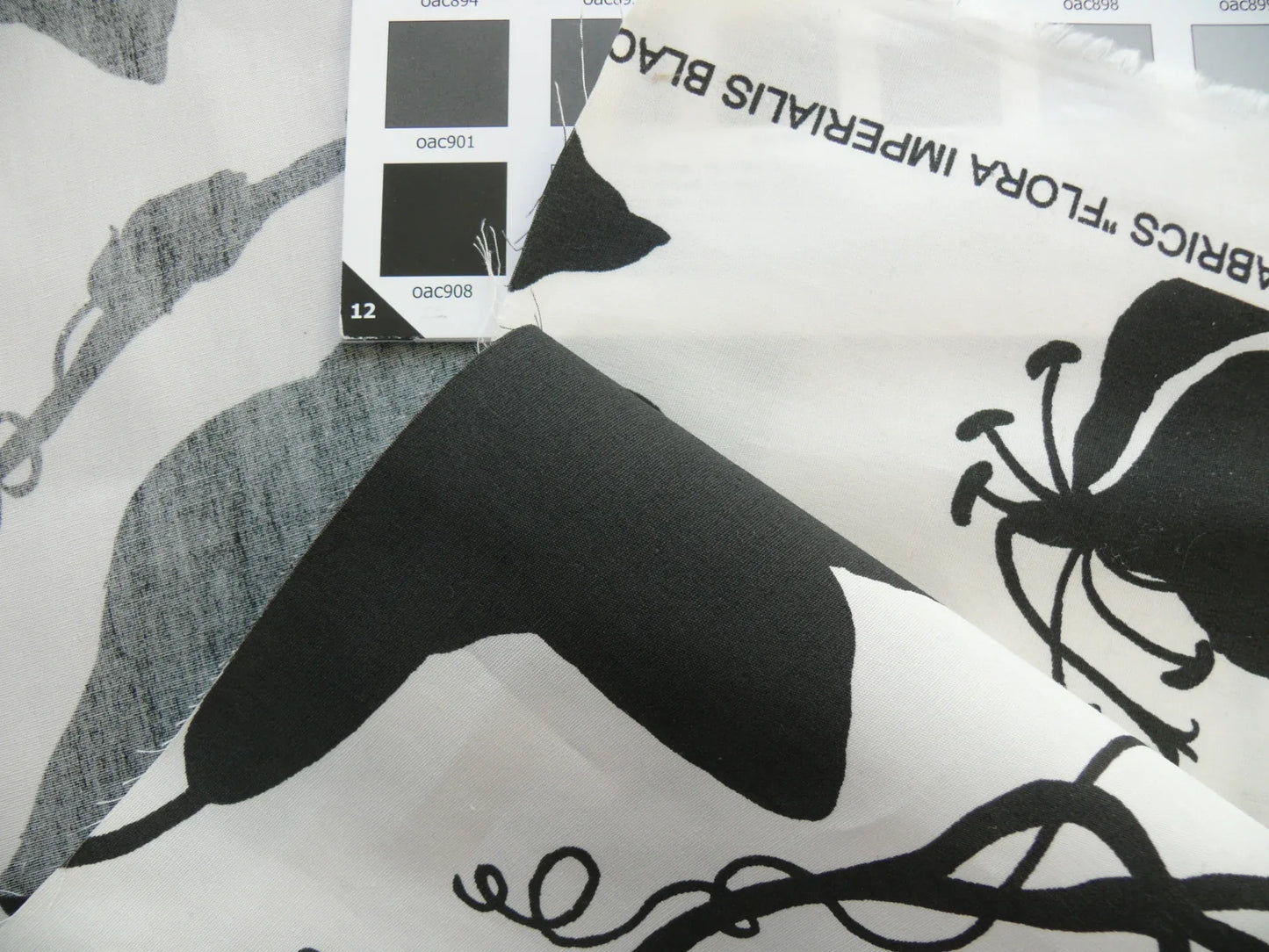 By Yd Duralee "Flora Imperialis Black" &amp; WHITE COTTON BIRD DRAGONFLY Print