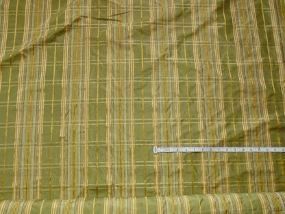 Kravet Couture 100% Silk Plaid Taffeta Satin Stripe Green "Peridot" Gold Plaid jacquard