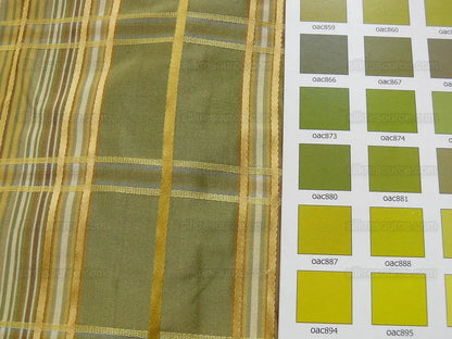 Kravet Couture 100% Silk Plaid Taffeta Satin Stripe Green "Peridot" Gold Plaid jacquard