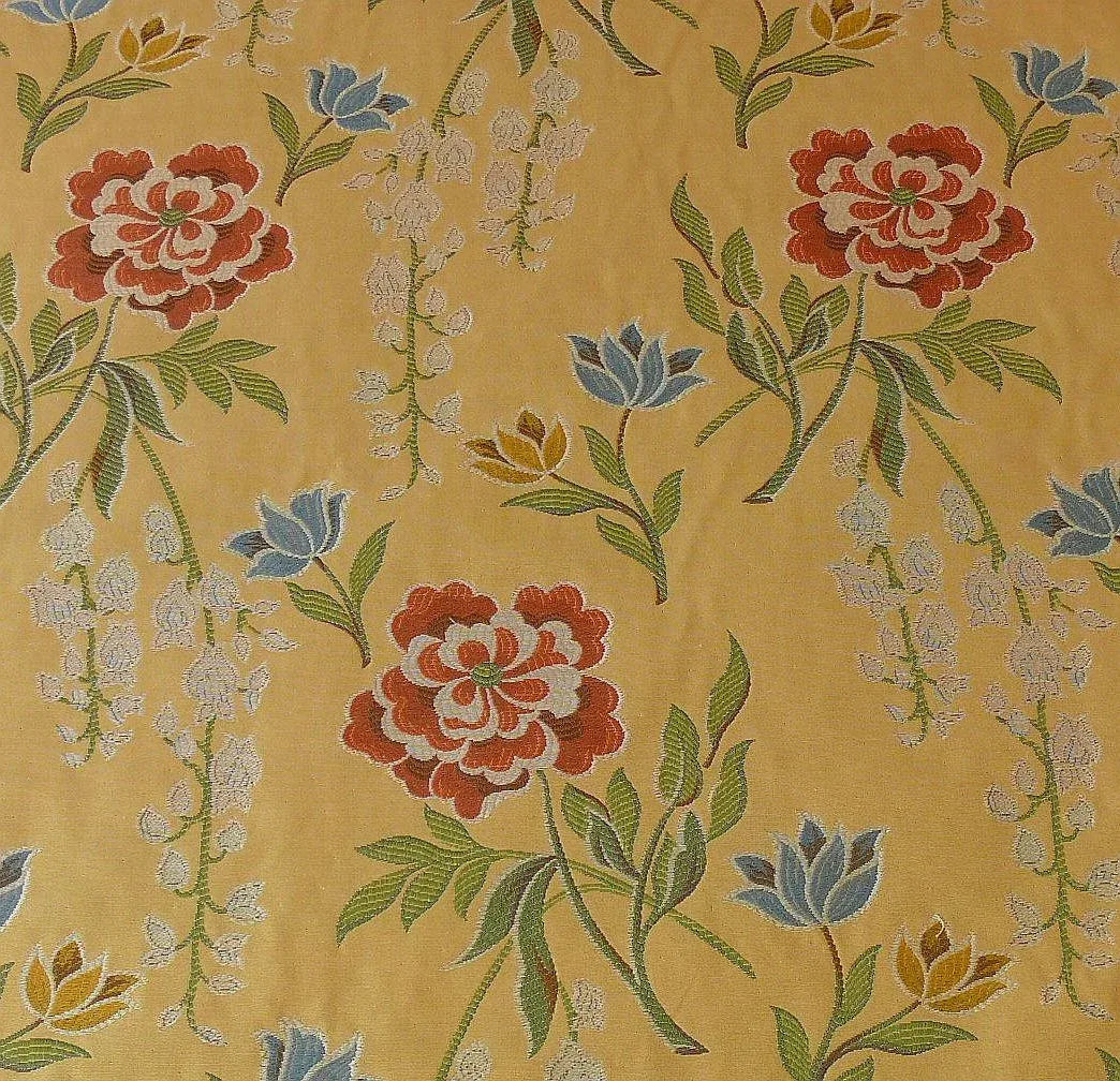 By yard  Kravet Couture Garden Blossoms Flower Tapestry Yellow Gold Red Blue Rose MSRP USD109/Y