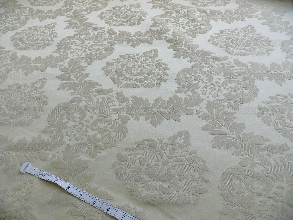 Scalamandre Classic Point Ii Damask Beige White Cotton (#841) MSRP USD 200/Y