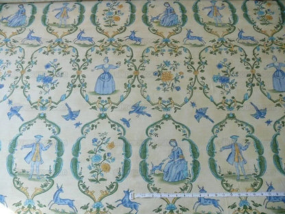 10.75y Lee Jofa Bradgate Linen English Country Figure Blue Green