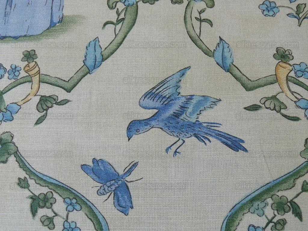 10.75y Lee Jofa Bradgate Linen English Country Figure Blue Green