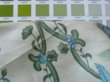 10.75y Lee Jofa Bradgate Linen English Country Figure Blue Green